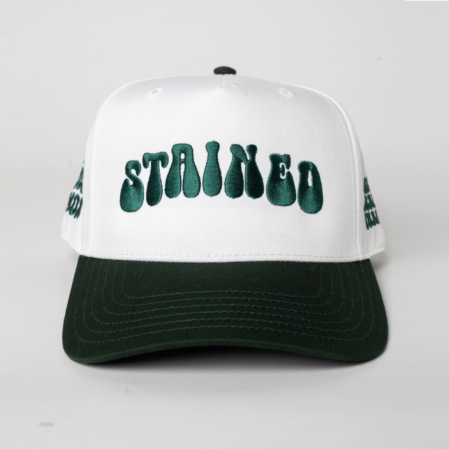 Stained Emerald Green and White Baseball Hat