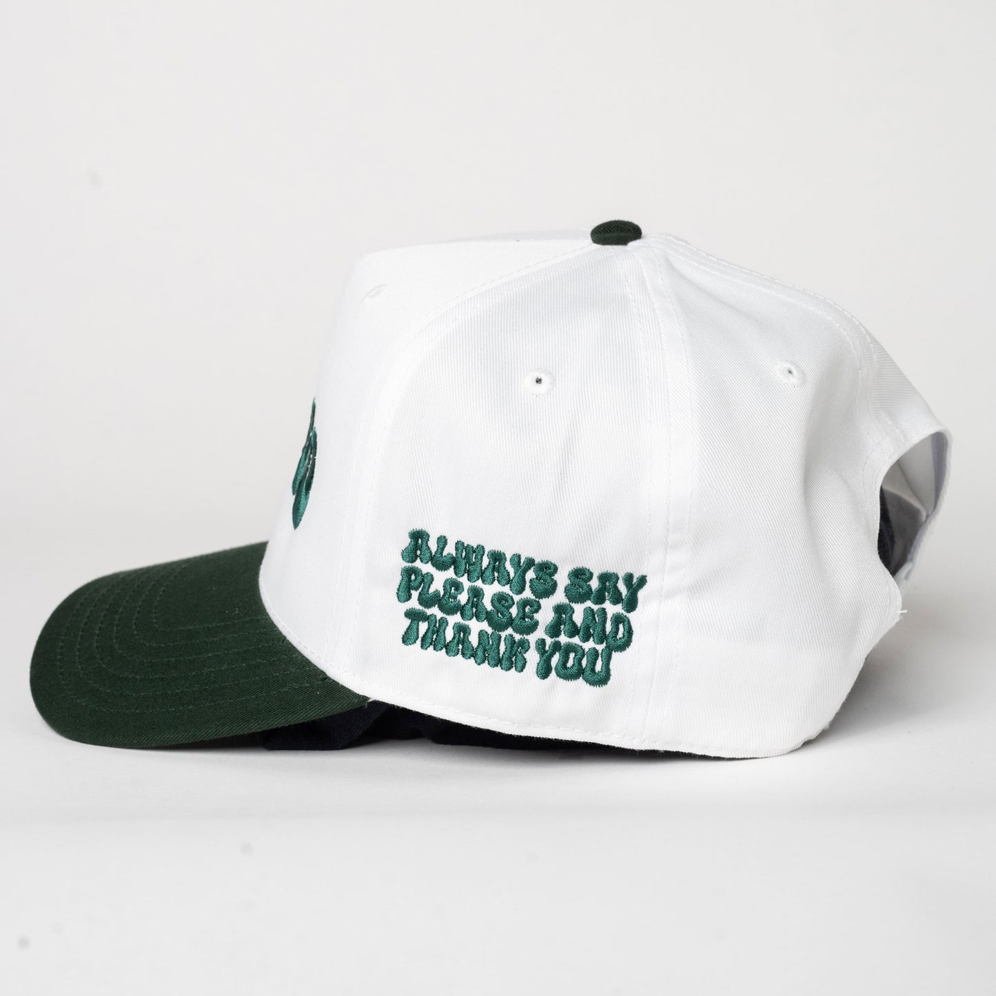 Stained Emerald Green and White Baseball Hat