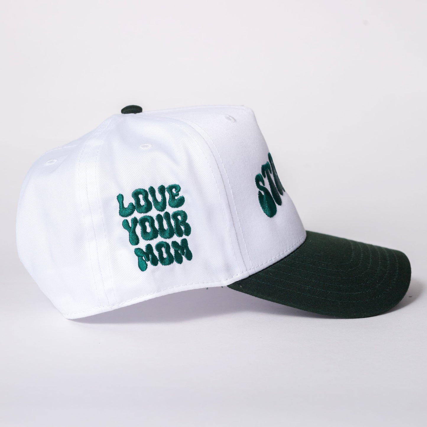 Stained Emerald Green and White Baseball Hat