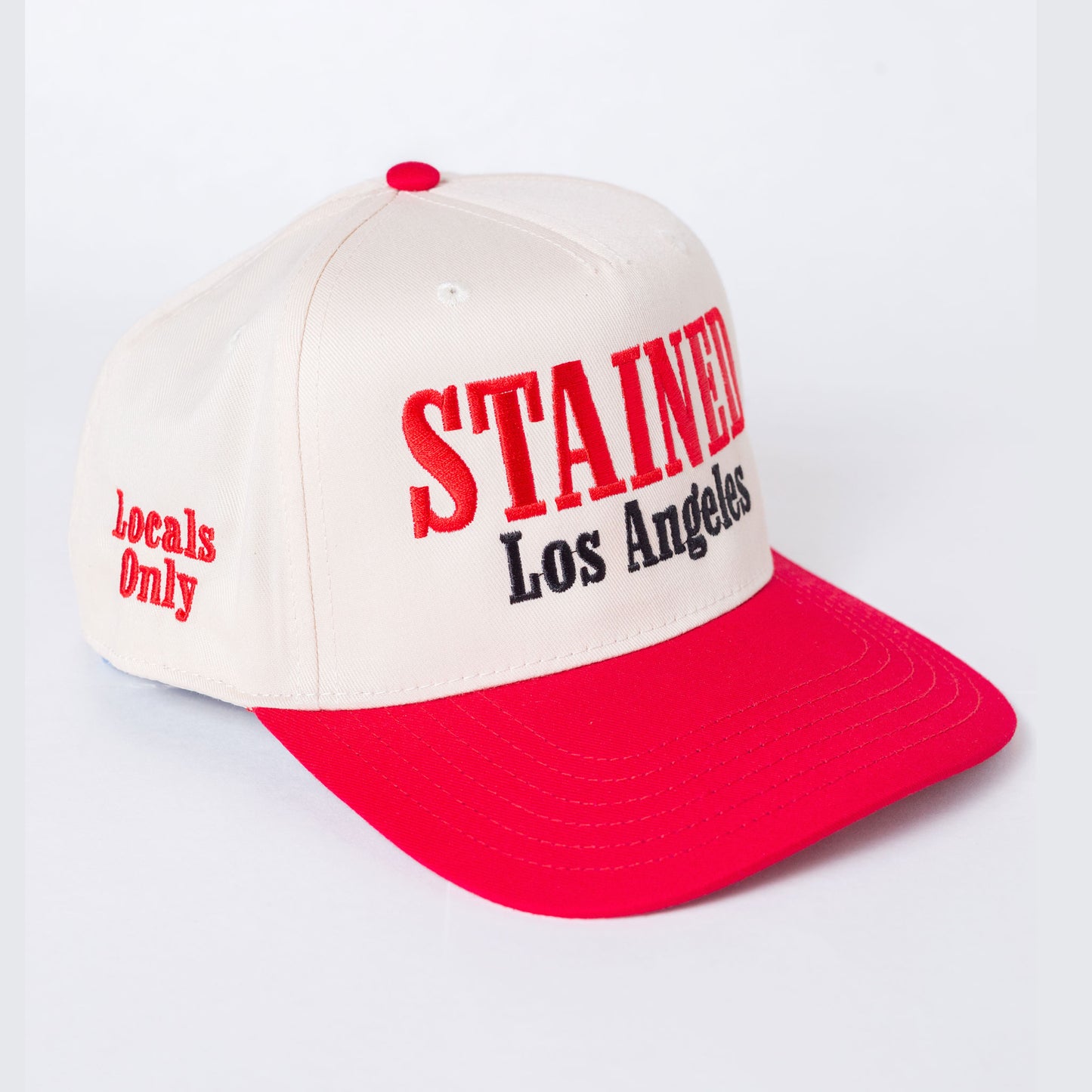 Stained LA Red and Cream Baseball Hat