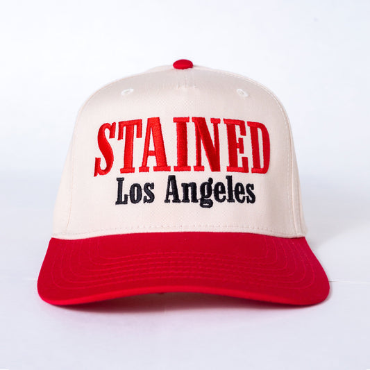 Stained LA Red and Cream Baseball Hat